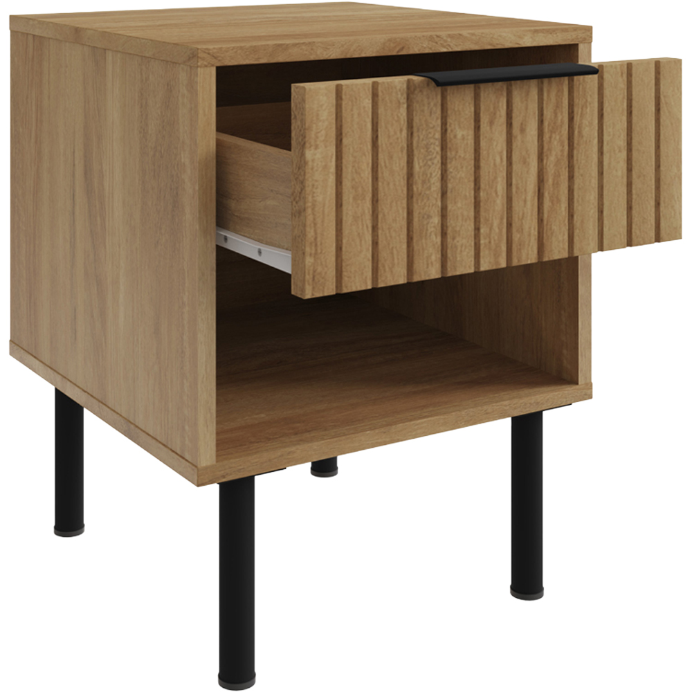 GFW Nervata Single Drawer Single Shelf Oak Lamp Table Image 4