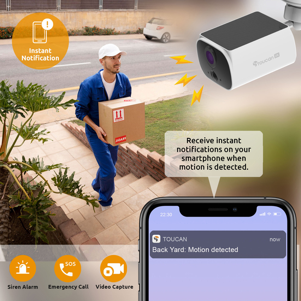 Toucan S5 Solar Powered Wireless Security Camera with 2K QHD Video Image 7