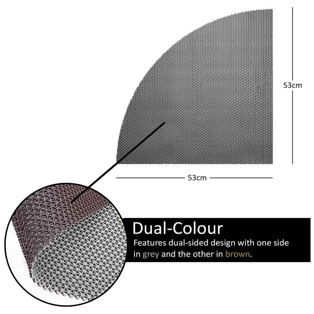 Nicoman Reversible Grey and Brown Quadrant Corner Shower Mat 53cm Image 4