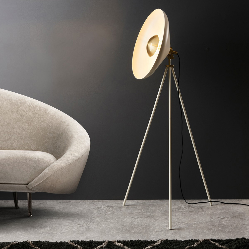 Merano Milan Warm White Brushed Brass Plate Complete Floor Lamp Image 7