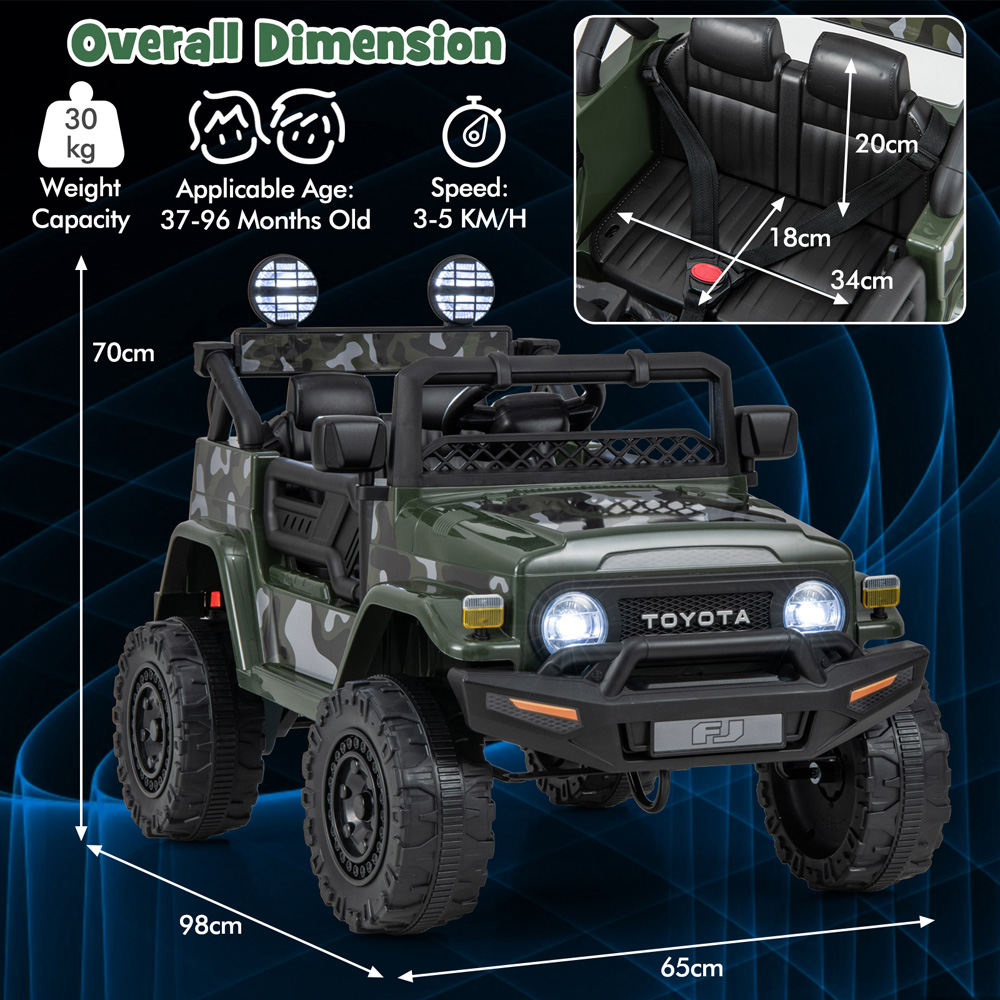 Costway Kids Camouflage Licensed Toyota FJ Cruiser Electric Ride On Car with Remote Control 12V Image 8