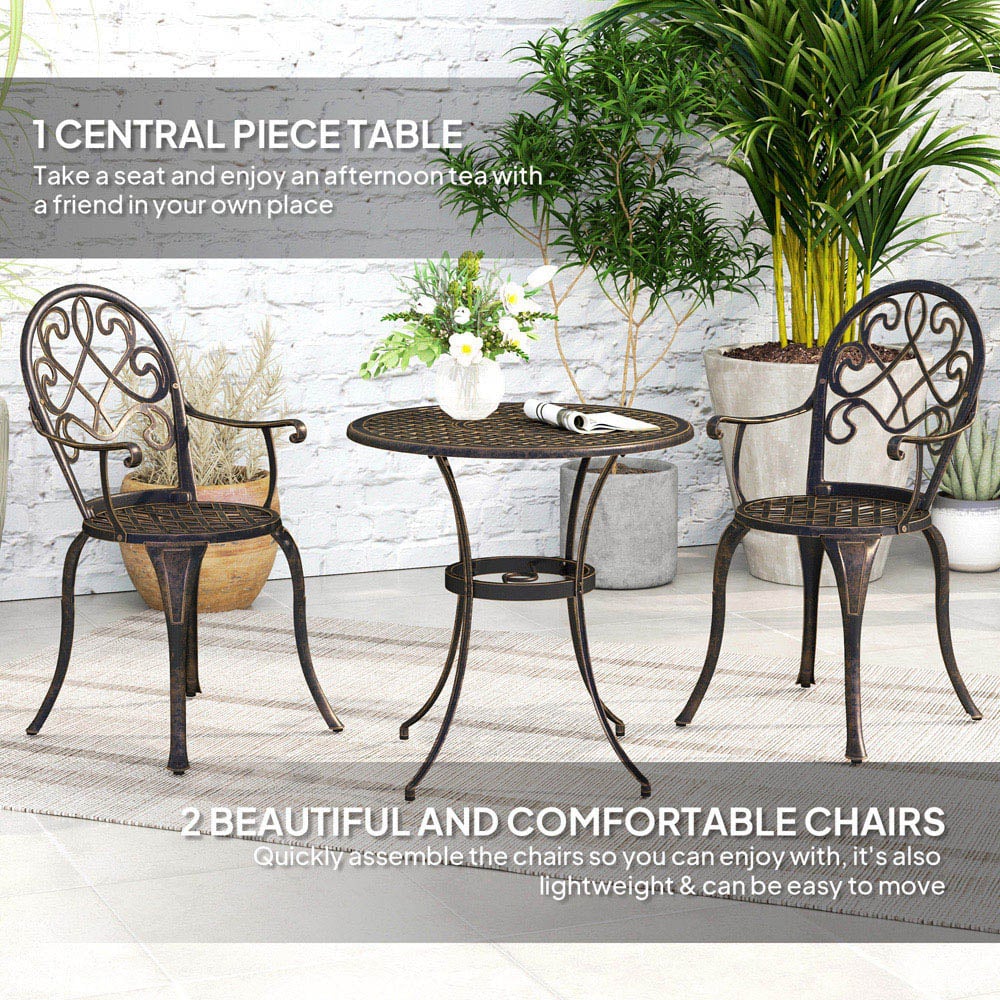 Outsunny 2 Seater Bistro Set Bronze Tone Image 4