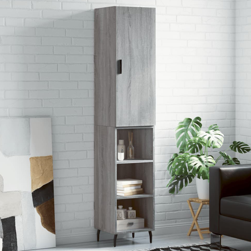 vidaXL Single Door 3 Shelf Grey Sonoma Highboard Image 1