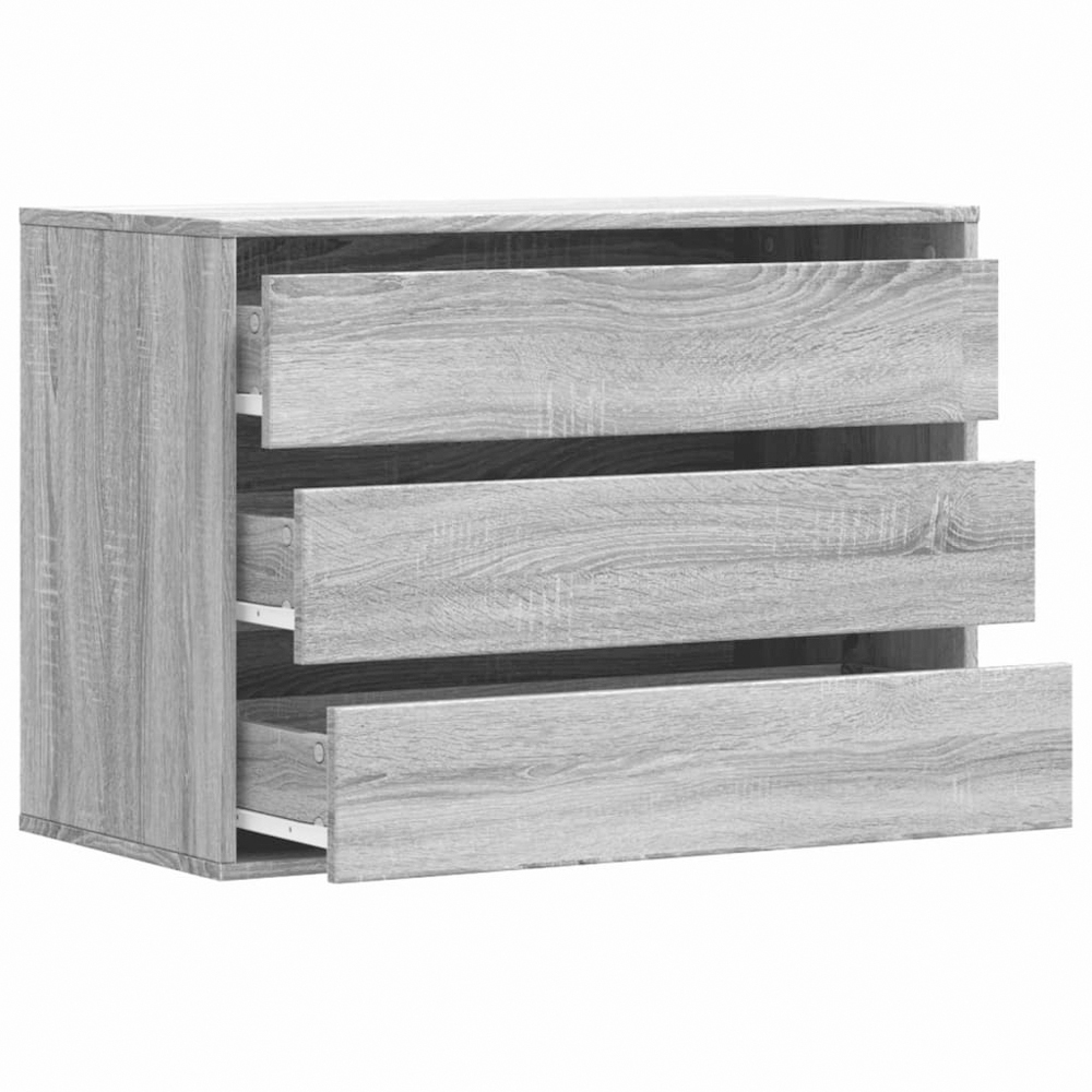 vidaXL 3 Drawer Grey Sonoma Engineered Wood Chest of Drawers Image 5