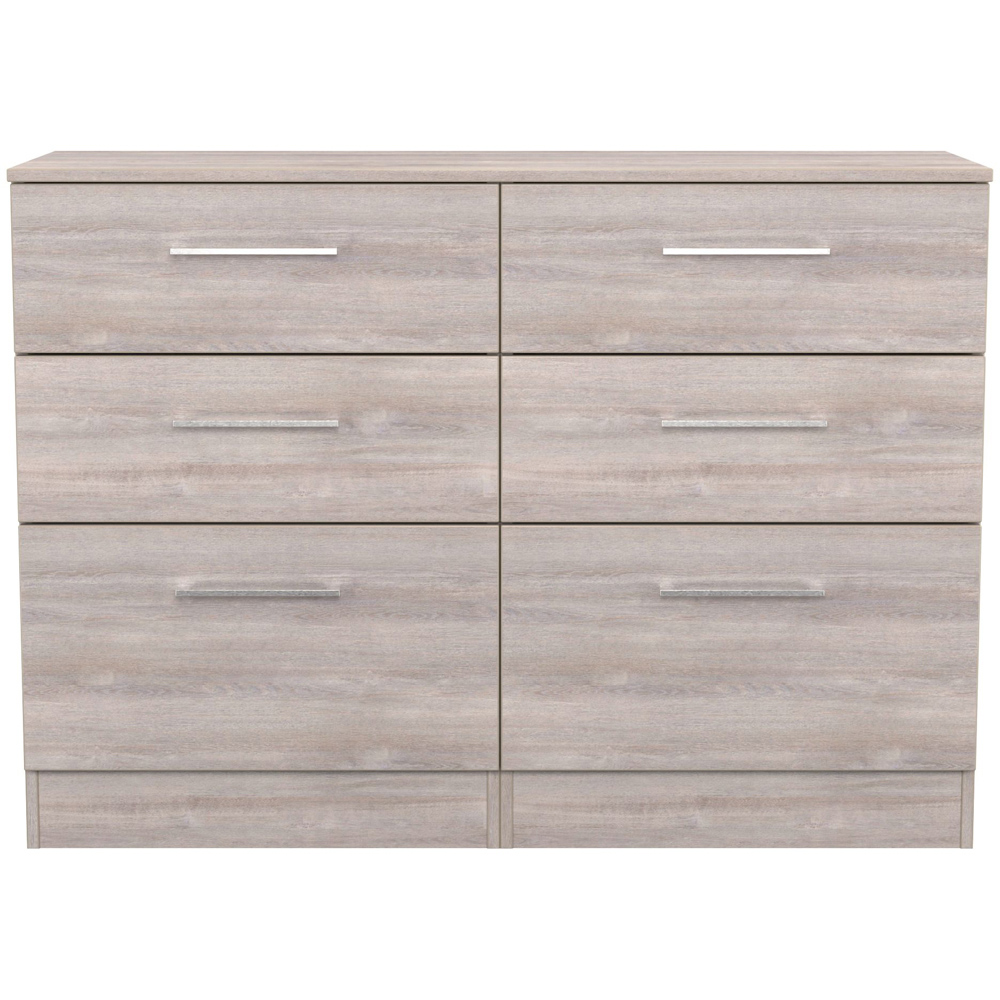 Crowndale Worcester 6 Drawer Grey Oak Wide Chest of Drawers Ready Assembled Image 2