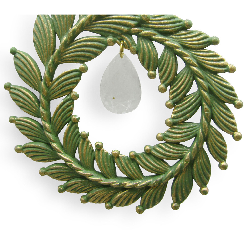 Brushed Gold Wreath Hanging Decoration Green Image 4