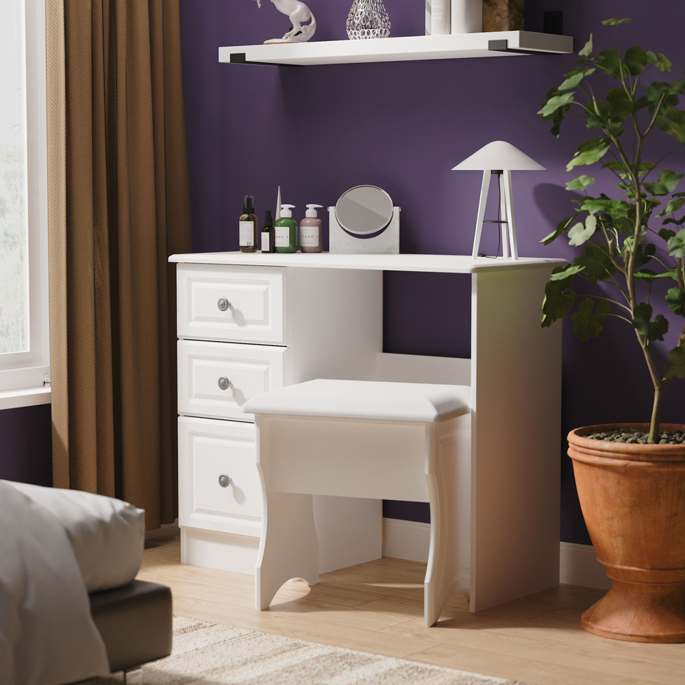 Crowndale Pembroke 3 Drawer Matt White Vanity Dressing Table Ready Assembled Image 7