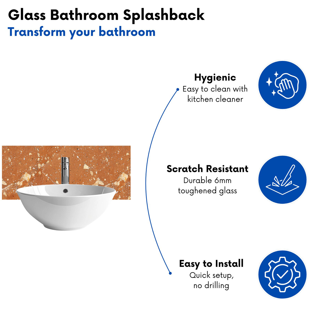 Warren Reed Designer Pale Terracotta Quartz Effect Bathroom Splashback 25 x 60cm Image 4