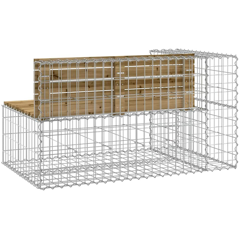 vidaXL Brown Solid Impregnated Pine Wood Gabion Design Garden Bench 122 x 71 x 65.5cm Image 4