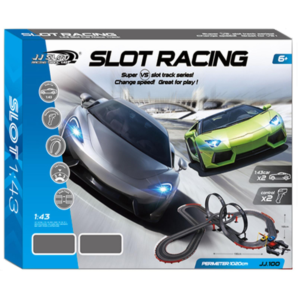 Rexco JJ100 Kids Electric Remote Control Slot Racing Car Track Set Image 1