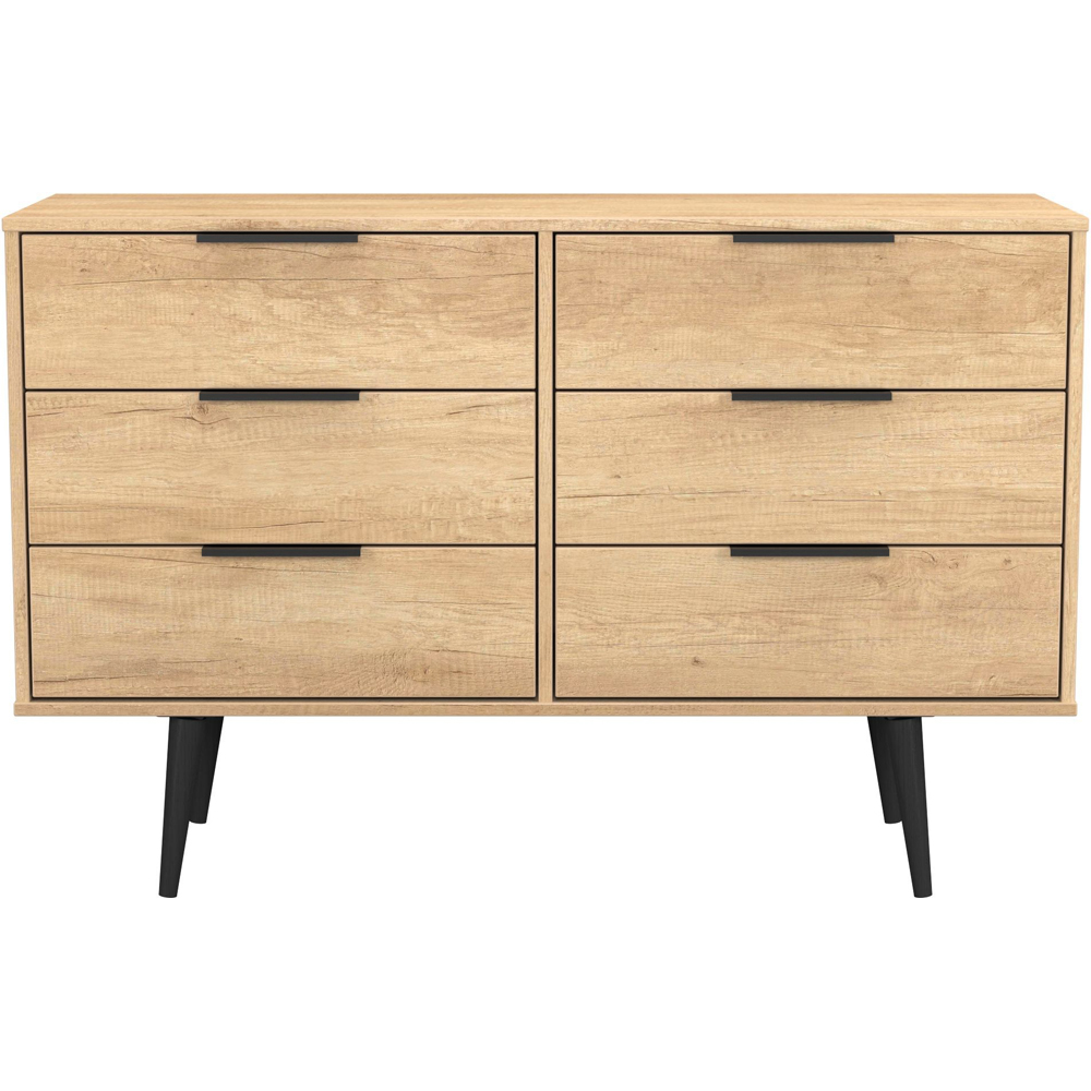 Crowndale Hong Kong 6 Drawer Nebraska Oak Wide Chest of Drawers Ready Assembled Image 3