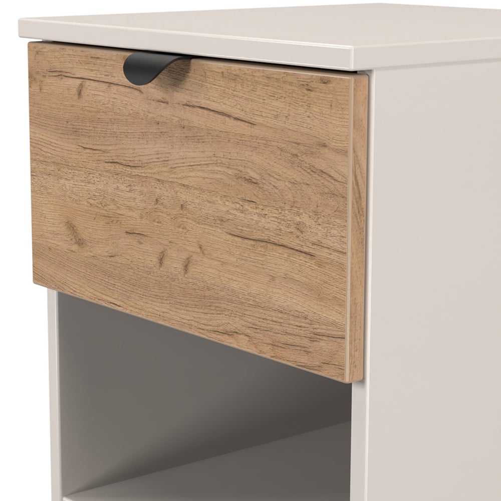 Crowndale Bora Single Drawer Single Shelf Gold Oak and Kashmir Bedside Cabinet Image 6