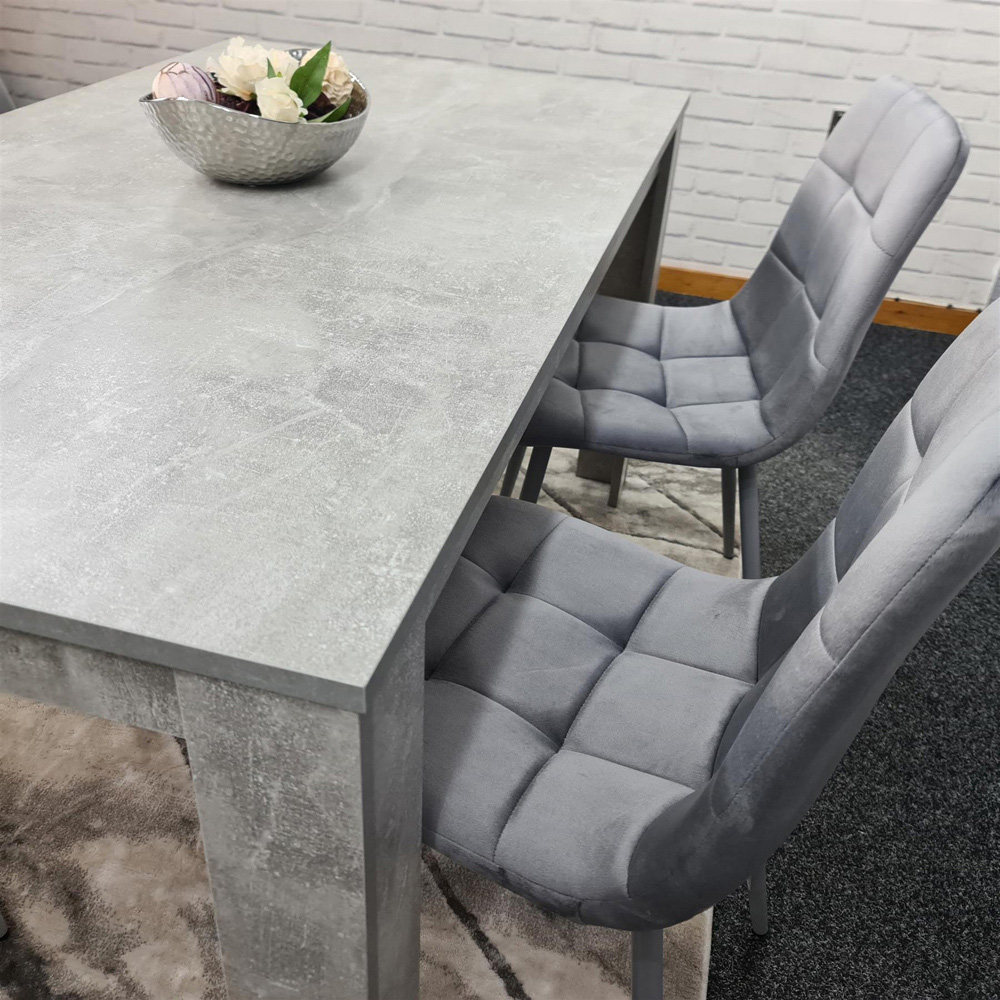 Kosy Koala 4 Seater Grey Stone Effect Velvet Dining Set Image 7