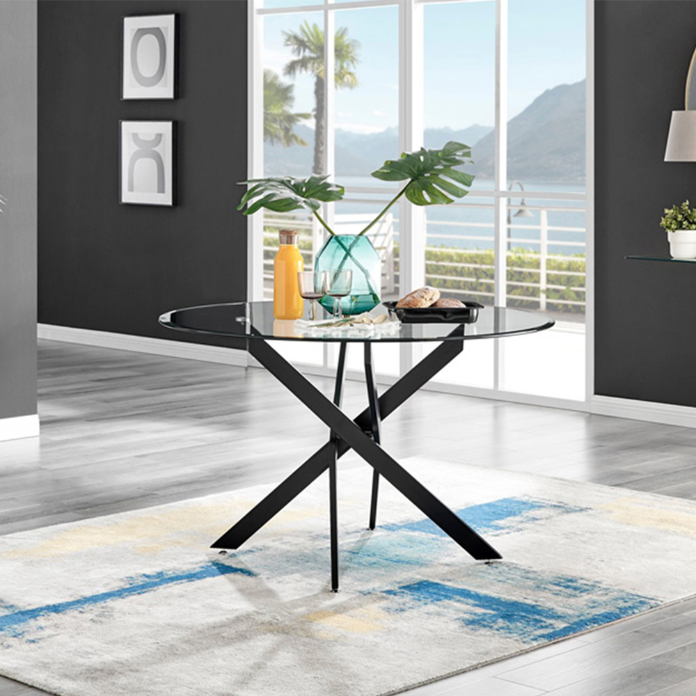 Furniturebox Arona Cesano 6 Seater Round Dining Set Navy and Black Image 8