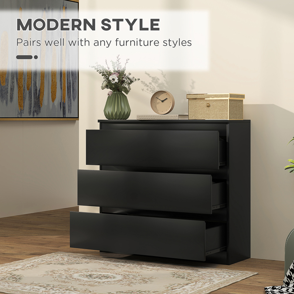 Portland 3 Drawer Black Chest of Drawers Image 6