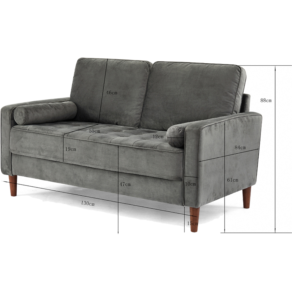 Home Detail Edward 2 Seater Grey Velvet Sofa Image 9