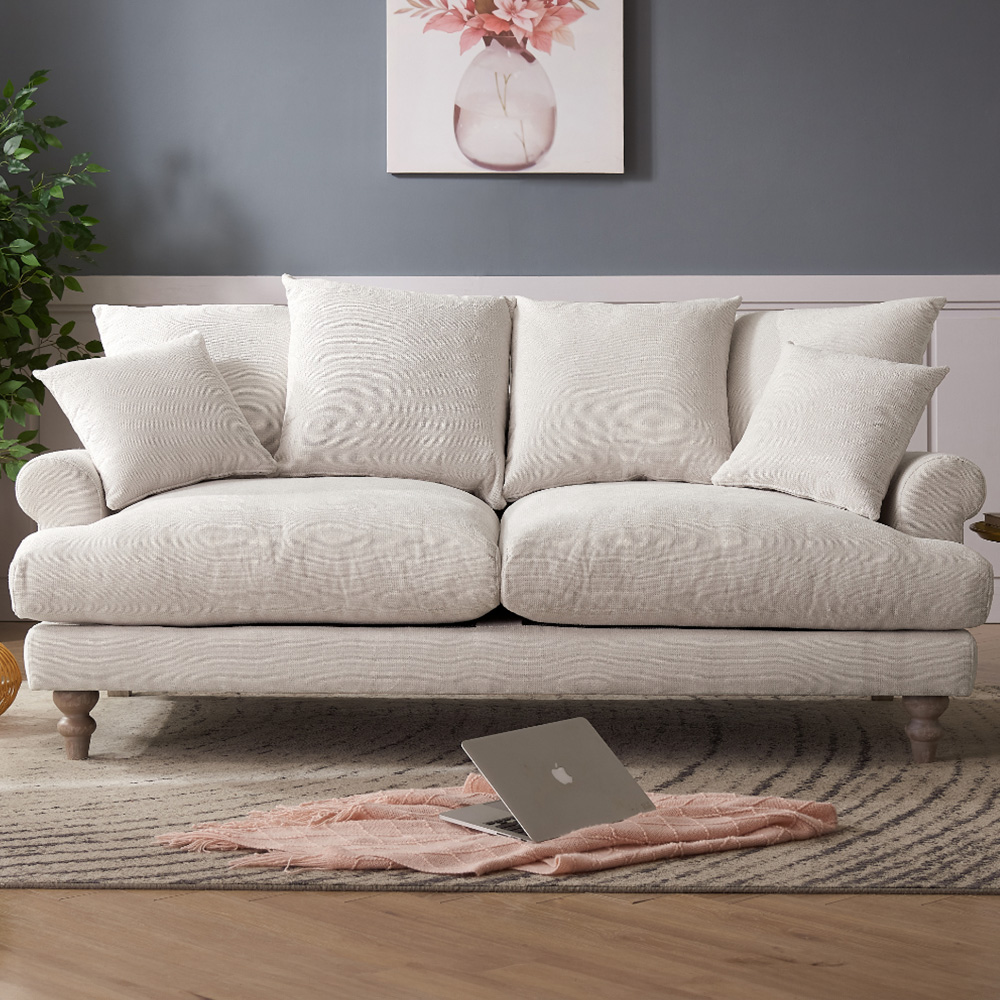 Home Detail Churchill 3 Seater Ivory Linen Sofa Image 1