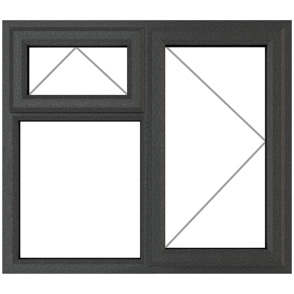 Crystal uPVC Double Glazed Window RH Side Hung and Top Opener Grey White Clear Glass 1190x1190mm Image 2