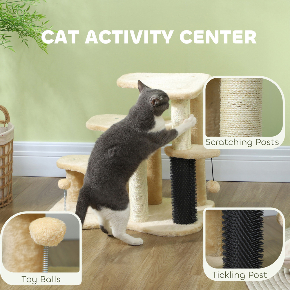 PawHut Beige Pet Stair with Tickling Post Image 5