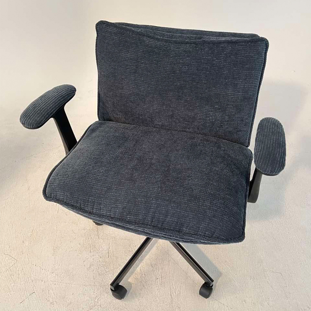 Living and Home Navy Blue Height Adjustable Chenille Upholstered Office Chair Image 8