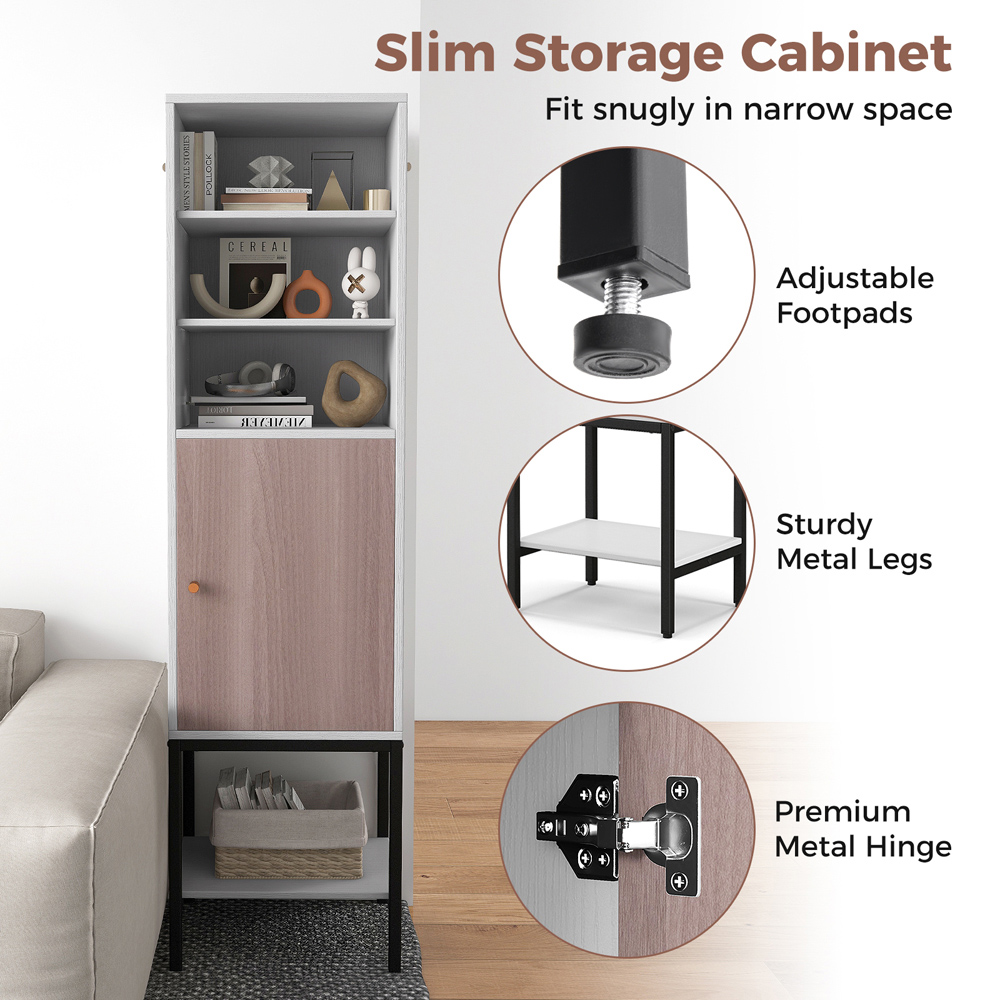 Costway Single Door 4 Shelf White Tall Storage Cabinet Image 7