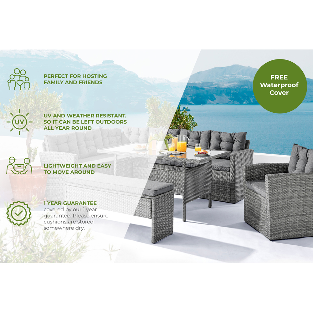 Furniturebox Sierra Rattan 9 Seater Garden Dining Set Brown Image 9