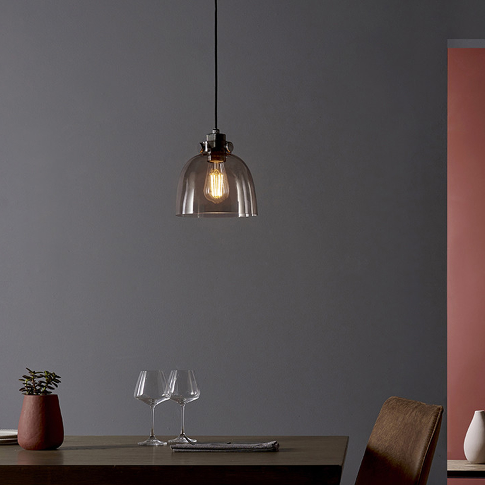 Merano Alessandria Grey and Black Chrome Glass Pendant Light Image 2