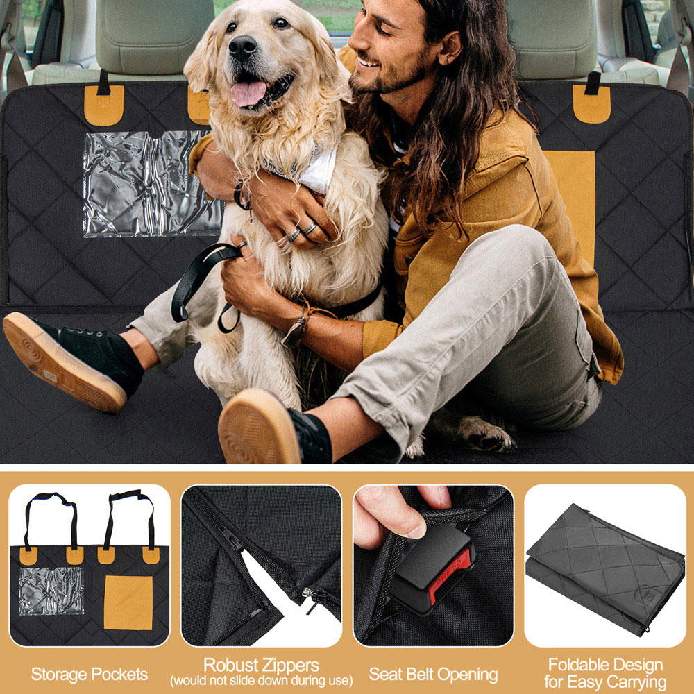 Costway Black Dog Car Seat Cover with Mesh Windows Image 8