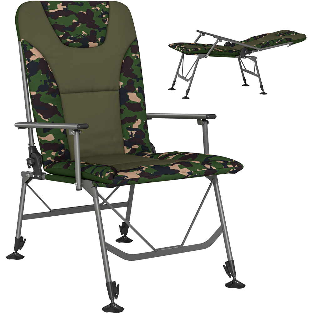 Outsunny Camouflage Padded Foldable Reclining Camping Chair Image 3
