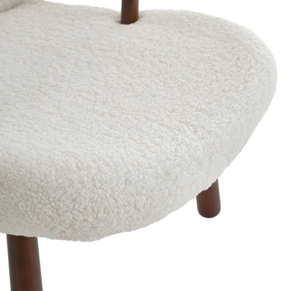Living and Home White Sherpa Armchair and Footstool Set Image 4