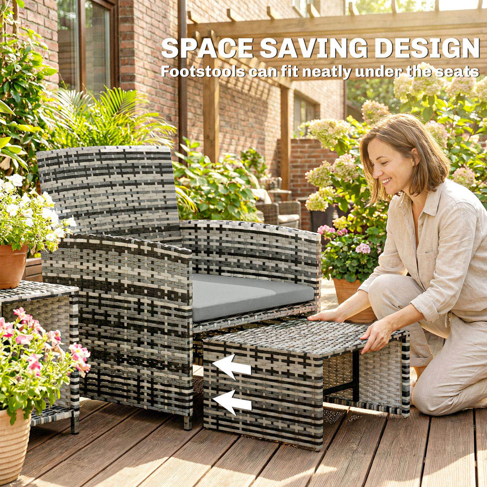 Outsunny 2 Seater Grey Rattan Garden Sofa Set Image 7