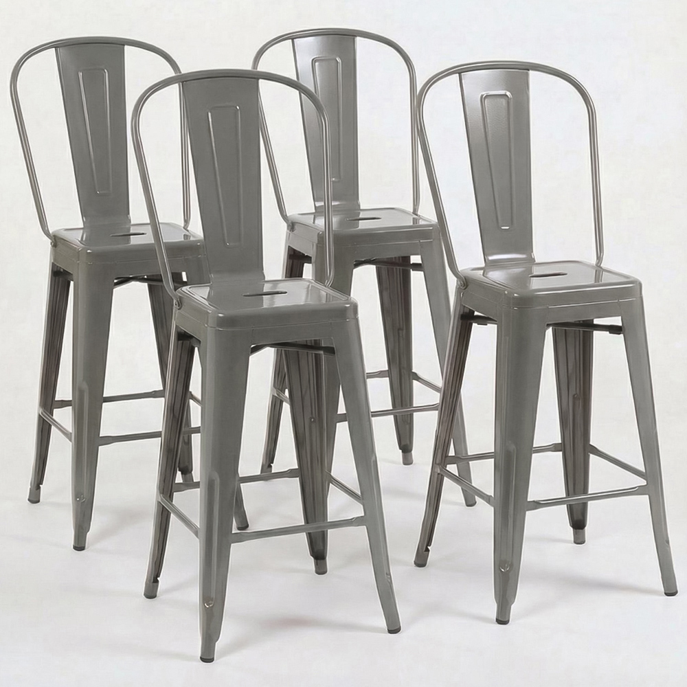 FWStyle Silver Gloss Metal Bar Chair 4 Pack Image 4