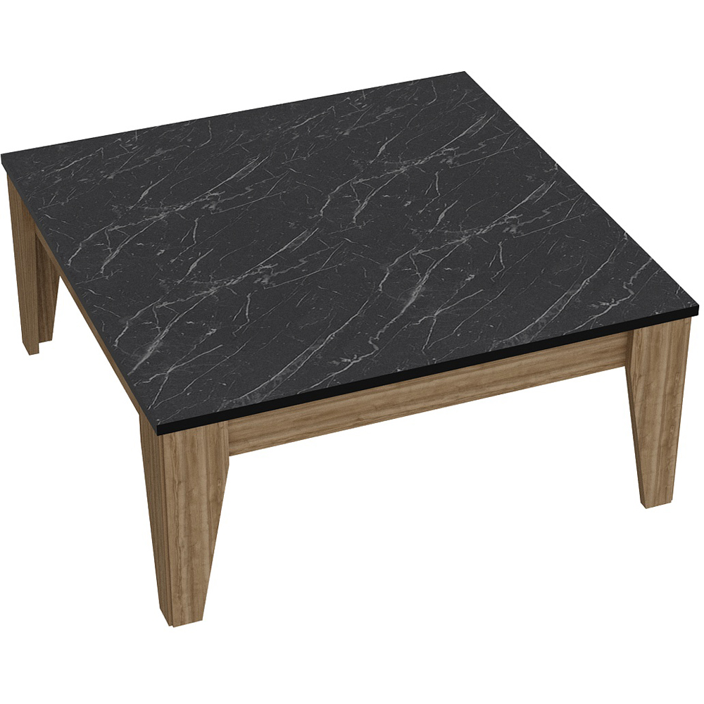 Decorotika Lorenz Black Marble Effect and Walnut Marble Effect Coffee Table Image 2