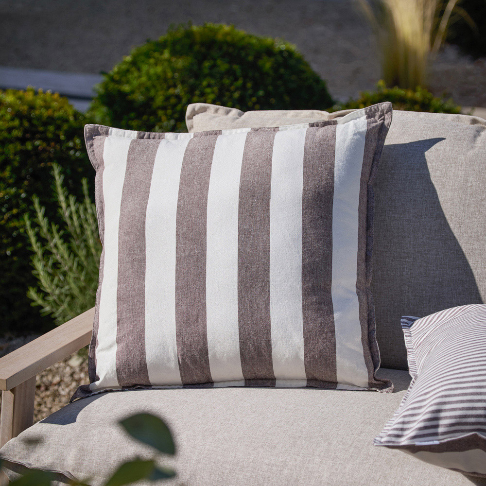 Yard Hayle Brown Stripe Cotton Reversible Cushion 50 x 50cm Image 2