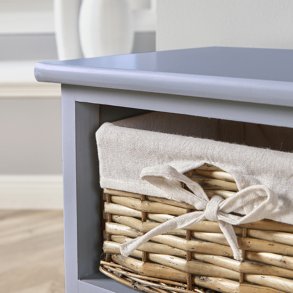 Home Source Lichfield 3 Wicker Basket Grey Storage Unit Image 4
