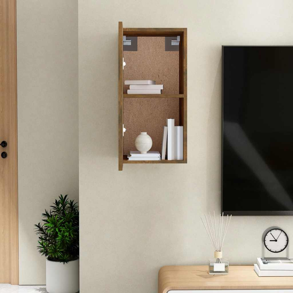 vidaXL Single Door Smoked Oak Wall Mounted TV Cabinet Image 3