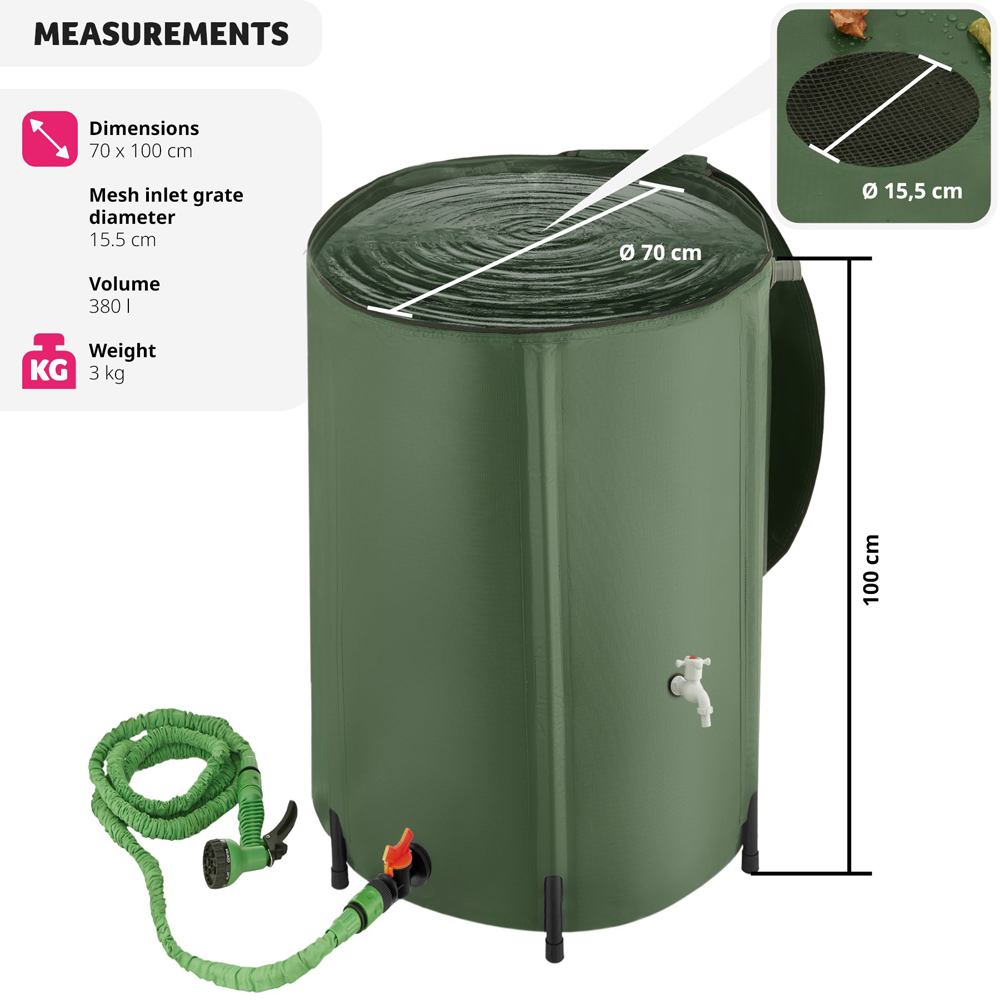 tectake 380L Green Water Butt Image 9