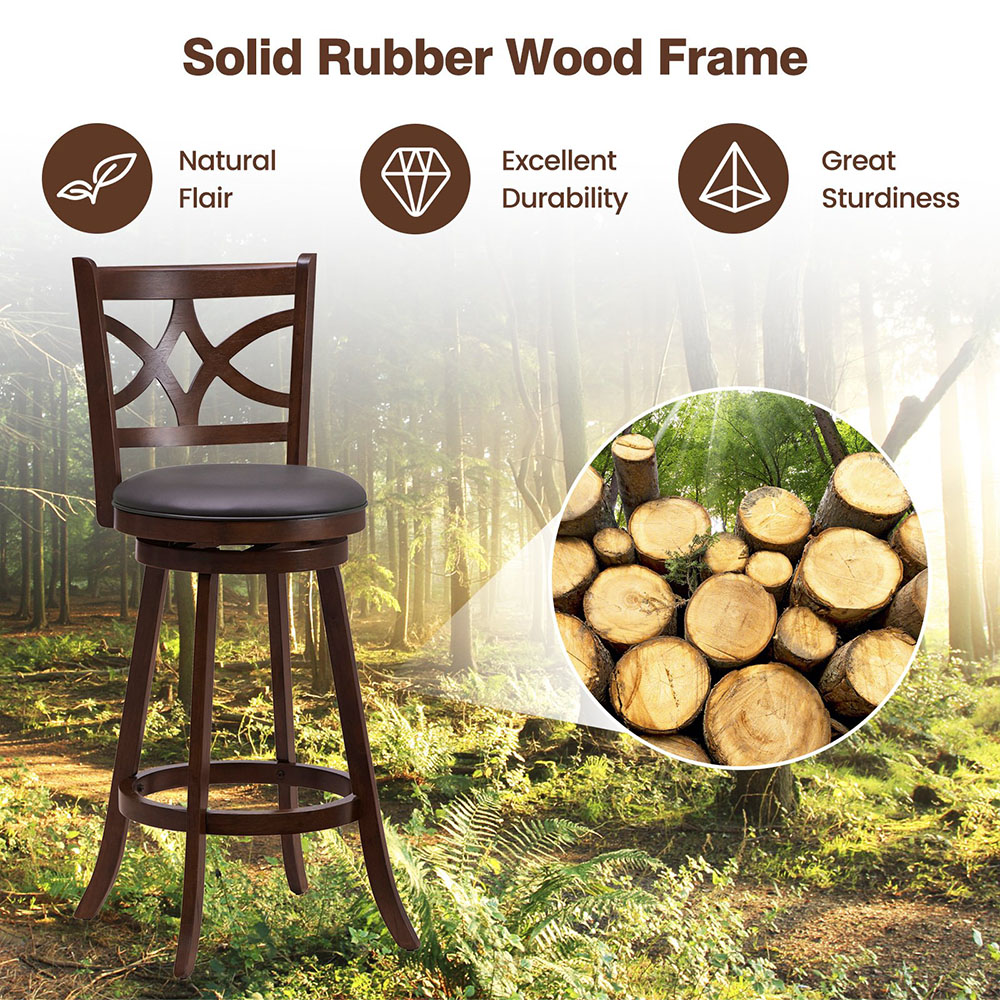 Costway Swivel Counter Height Bar Stool Set of 2 Image 5