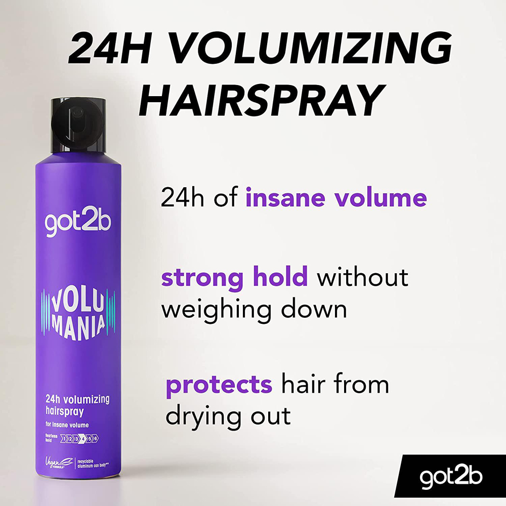 Schwarzkopf Got2b Volumania 24H Strong Hold and Insane Volume Hairspray 300ml 6 Pack Image 3