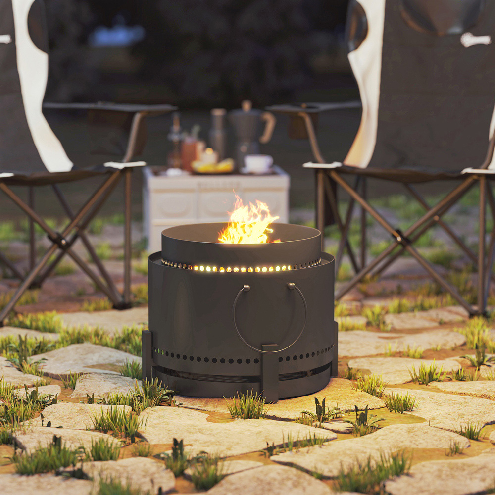 Outsunny Dark Grey Metal Smokeless Wood Burning Firepit Image 3