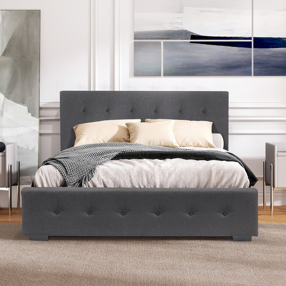 Brooklyn Double Grey Fabric Storage Ottoman Bed Image 2