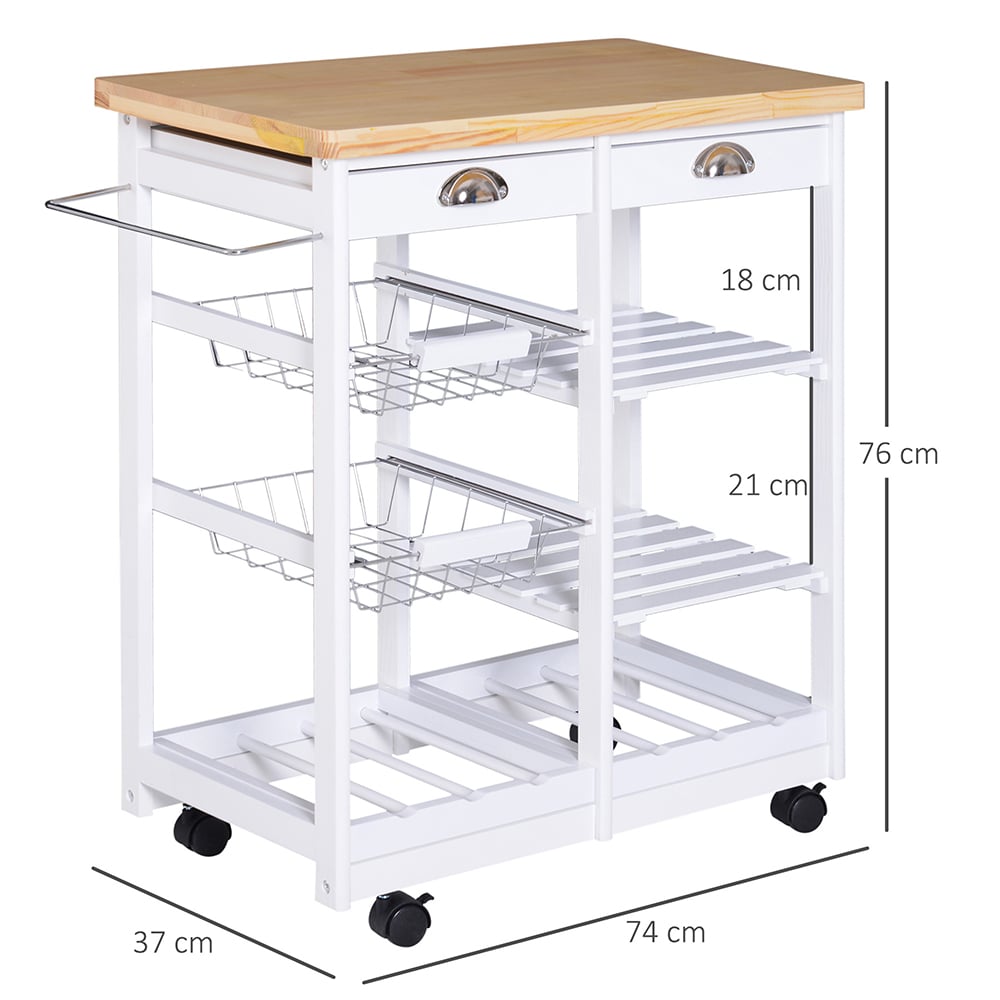 Portland 3 Tier White Mobile Kitchen Cart Image 3