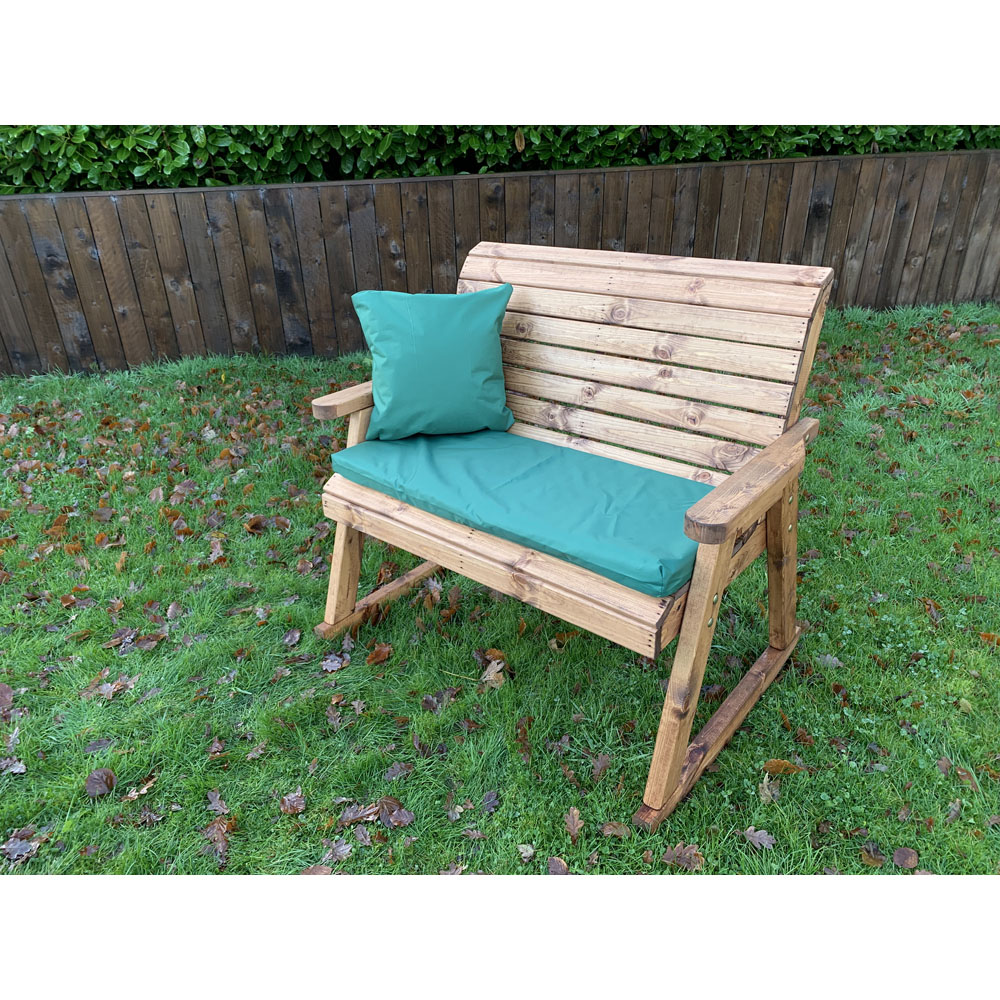 Charles Taylor 2 Seater Rocker Bench with Green Cushions Image 4