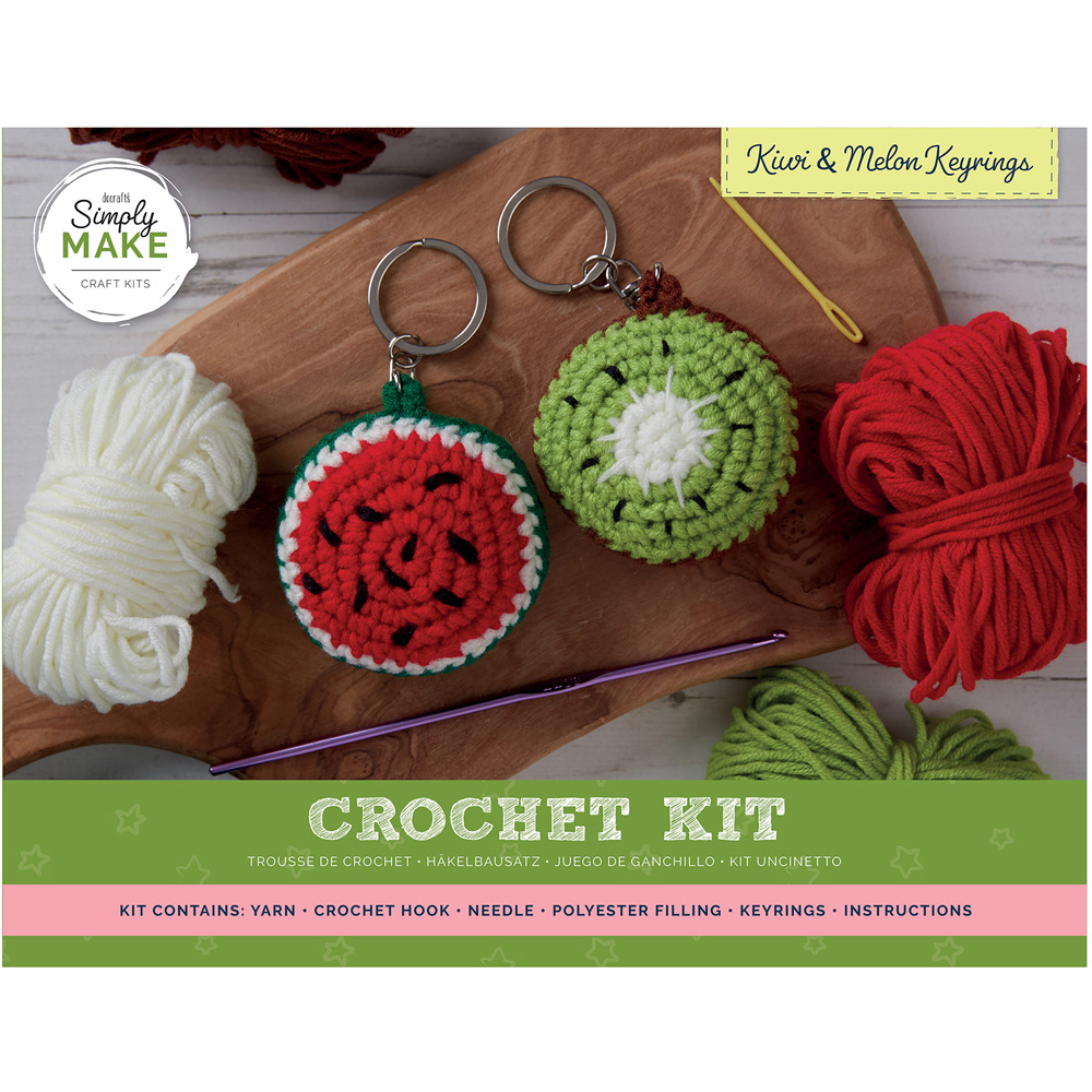 Simply Make Kiwi and Melon Key Ring Crochet Craft Kit Image 4