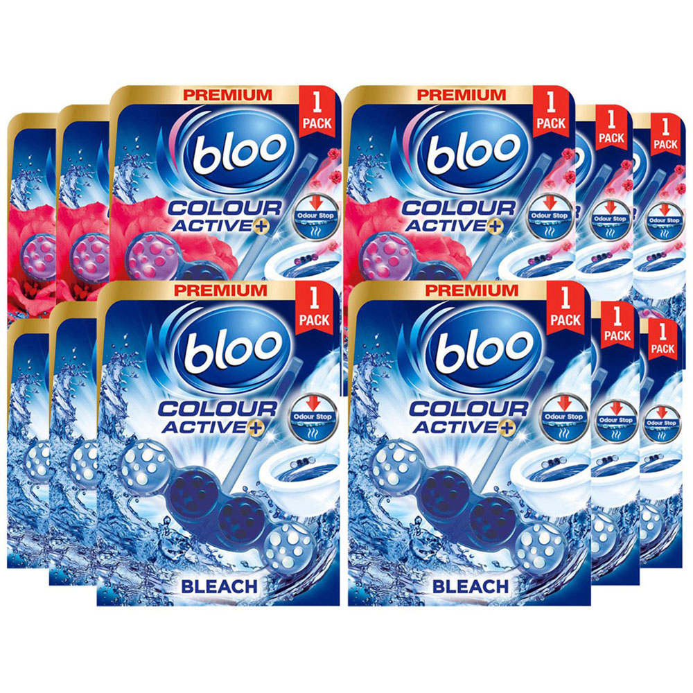 Bloo Colour Active Fresh Flower and Bleach Toilet Rim Block 50g 6 Pack Image 1