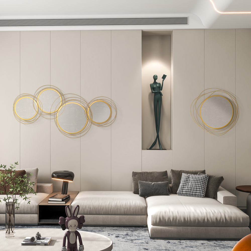 Portland Gold Tone Metal Round Wall Mirror 65 x 65cm Image 4