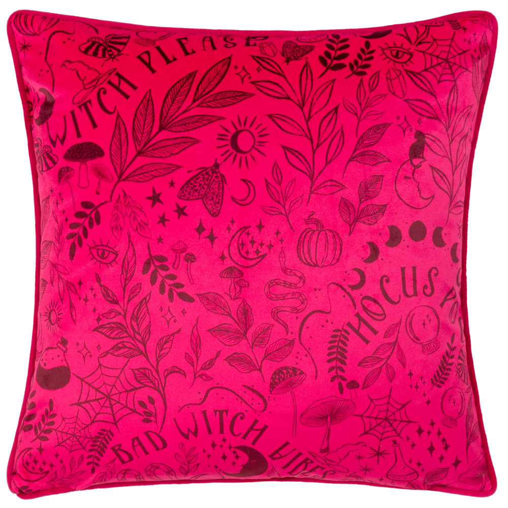furn. Purple Witch Please Velvet Touch Piped Cushion Image 3