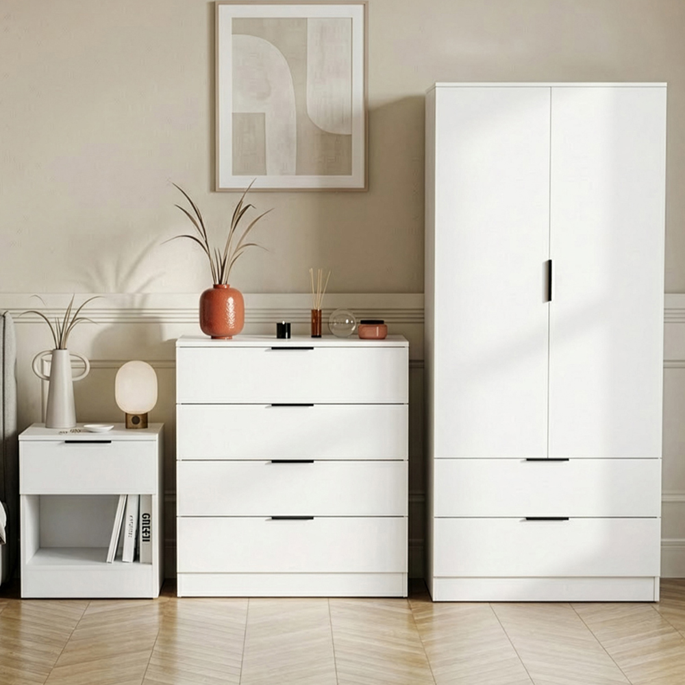 VIDA DESIGNS Trega White 3 Piece Bedroom Furniture Set Image 1