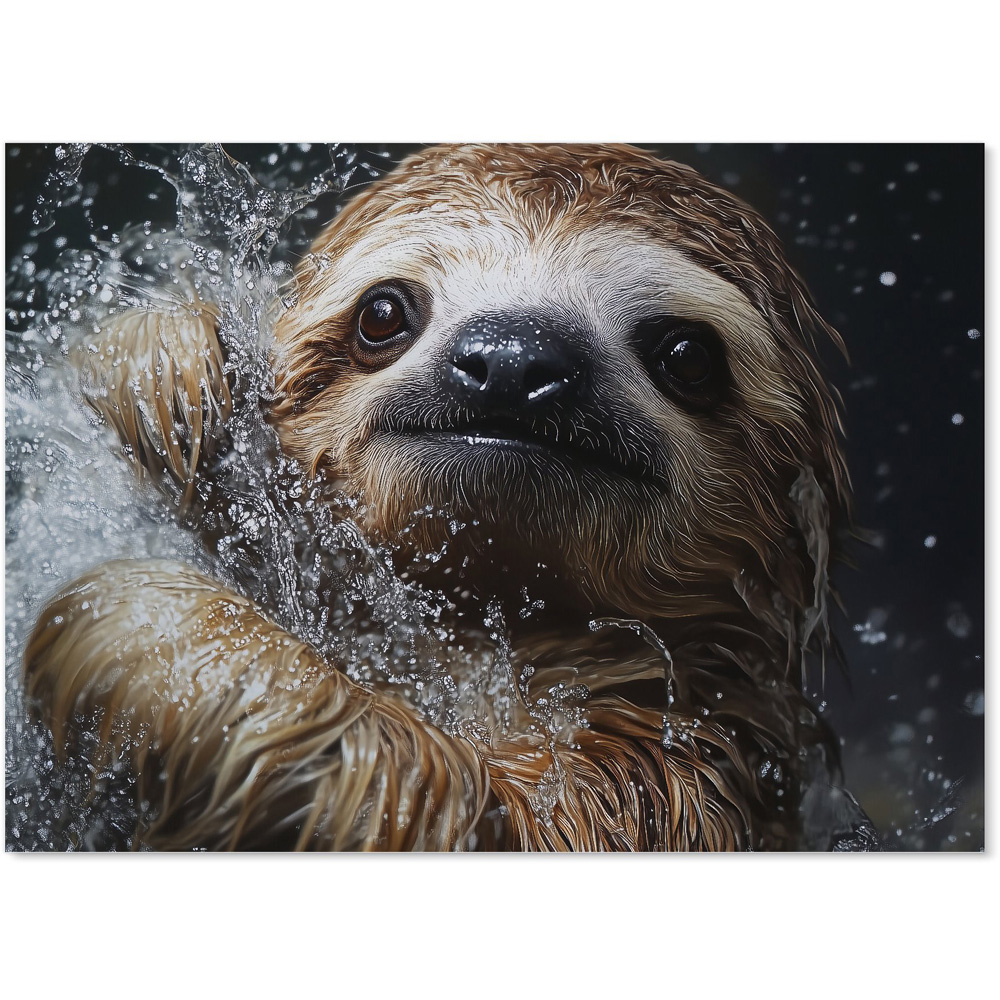Warren Reed Designer Gleeful Sloth Splashart Glass Kitchen Splashback 65 x 90cm Image 2