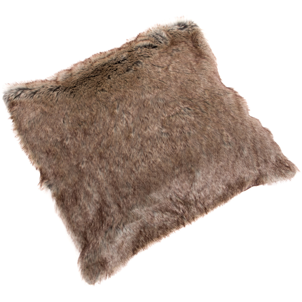 Kaikoo Brown Fur Tipped Cushion Image 2